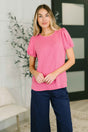 Grace & Virtue Balloon Sleeve Blouse in Fuchsia