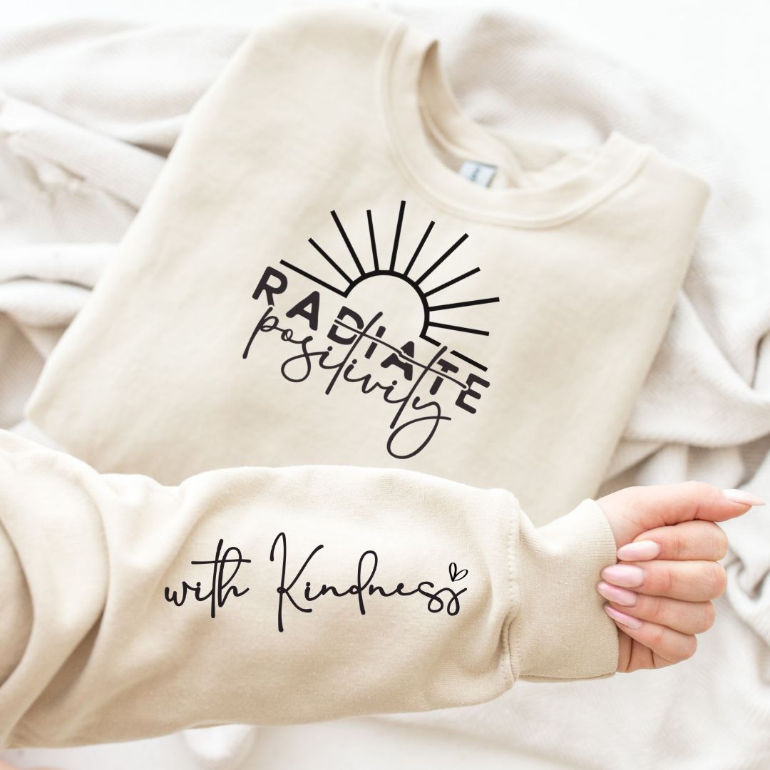 Radiate Positivity Graphic Sweatshirt in Three Colors - Liarian Unlimited Boutique