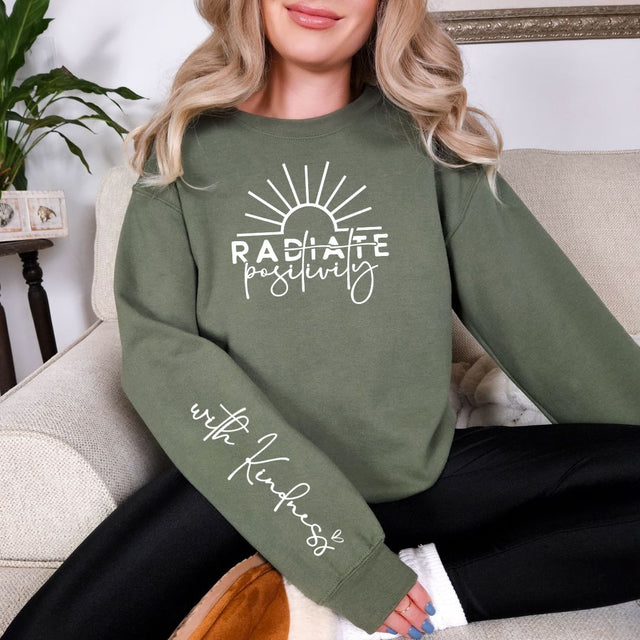Radiate Positivity Graphic Sweatshirt in Three Colors - Liarian Unlimited Boutique