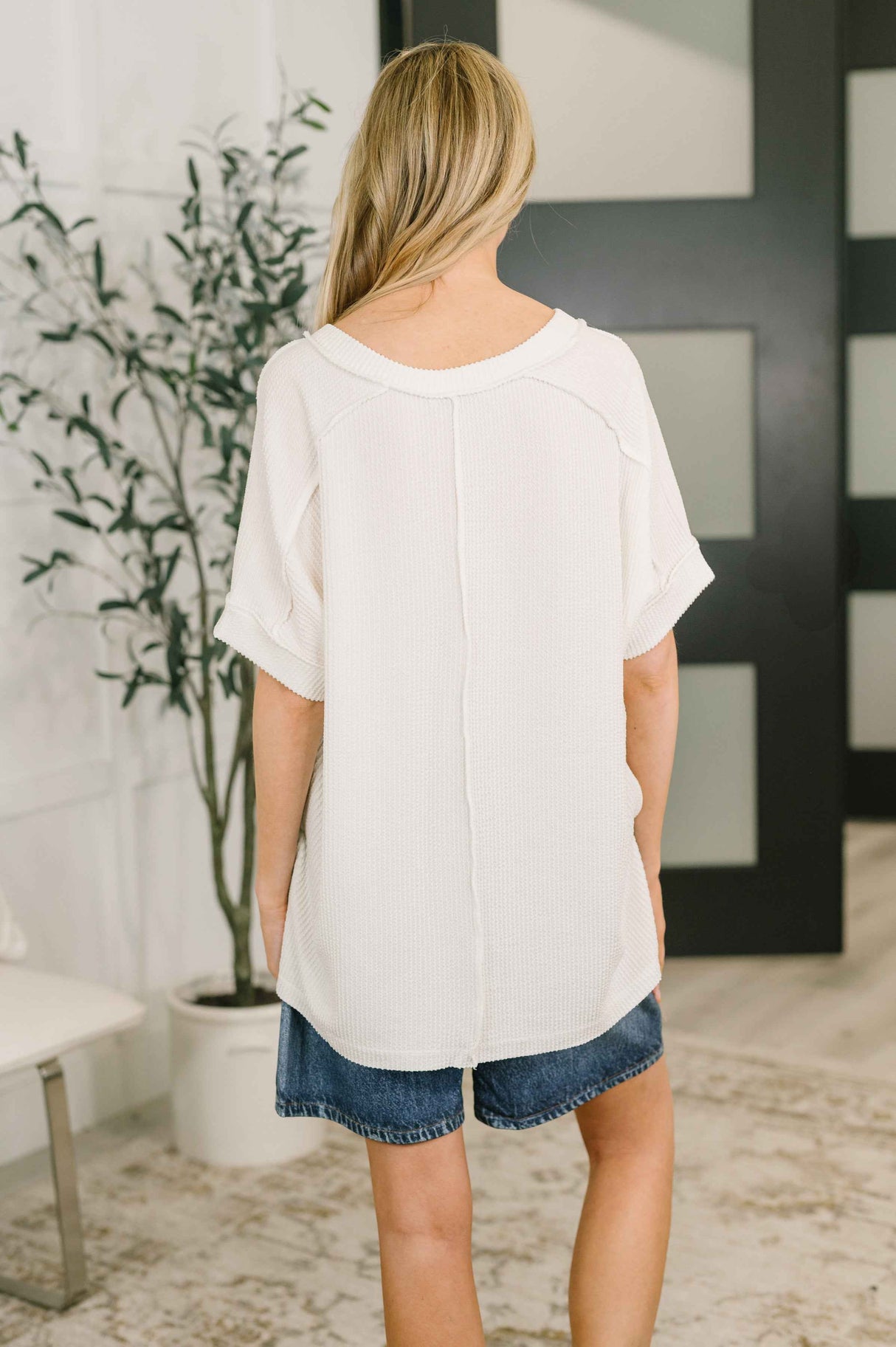 Growing Restless V-Neck Tee in White