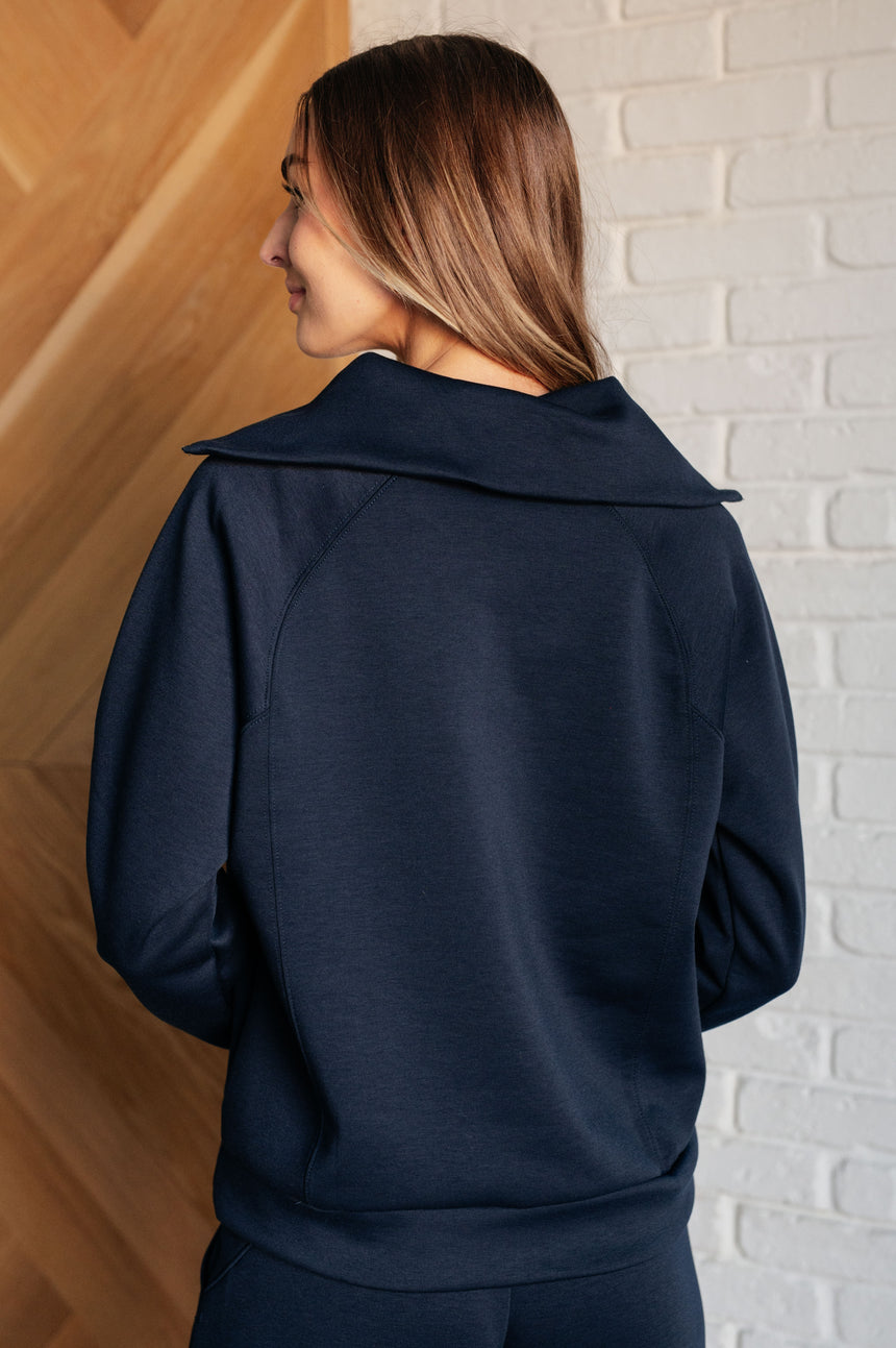 Hamptons Travel Half Zip Pullover in Navy - Liarian Unlimited Boutique