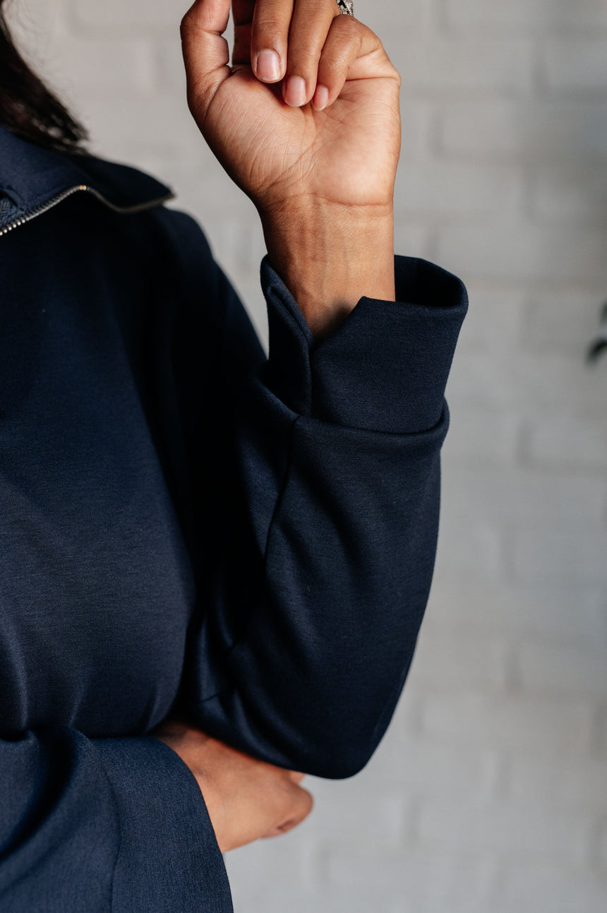 Hamptons Travel Half Zip Pullover in Navy - Liarian Unlimited Boutique