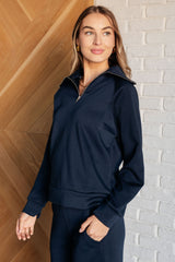 Suéter Hamptons Travel con media cremallera en azul marino