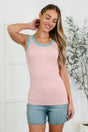 Handled It Contrast Trim Tank in Pink - Liarian Unlimited Boutique