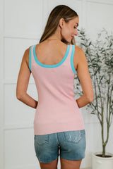 Handled It Contrast Trim Tank in Pink - Liarian Unlimited Boutique