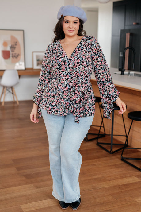 Have It All Angel Sleeve Top in Black Floral - Liarian Unlimited Boutique