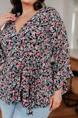Have It All Angel Sleeve Top in Black Floral - Liarian Unlimited Boutique