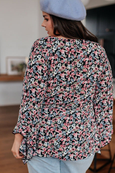 Have It All Angel Sleeve Top in Black Floral - Liarian Unlimited Boutique