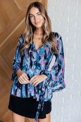 Have it All Angel Sleeve Top in Abstract Magenta - Liarian Unlimited Boutique