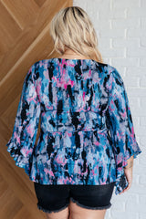 Have it All Angel Sleeve Top in Abstract Magenta - Liarian Unlimited Boutique