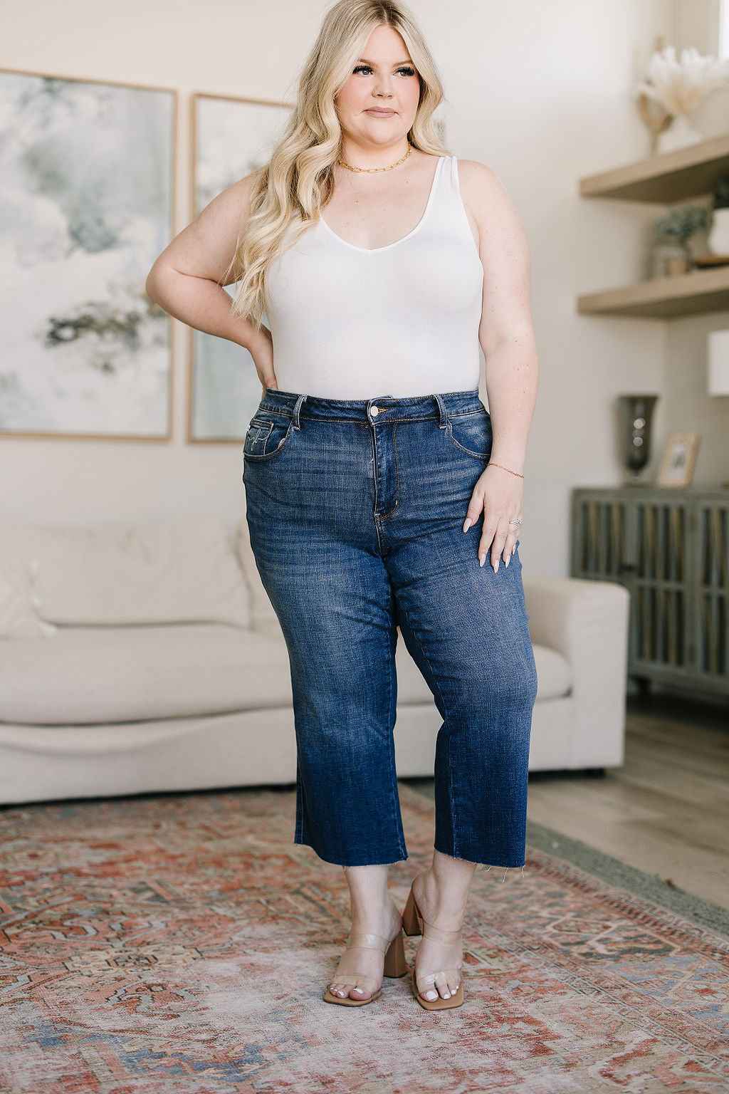Hayes High Rise Wide Leg Crop Jeans - Liarian Unlimited Boutique