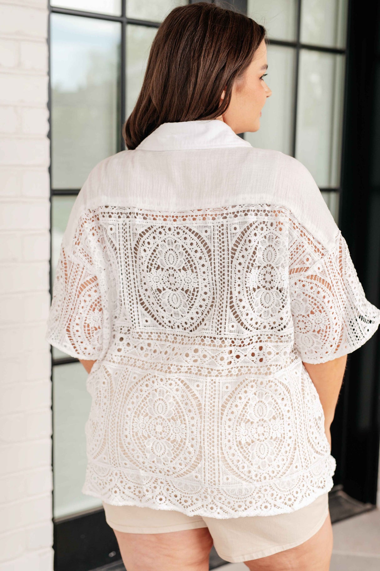 Head in the Clouds Lace Button Down - Liarian Unlimited Boutique