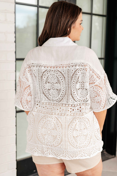 Head in the Clouds Lace Button Down - Liarian Unlimited Boutique