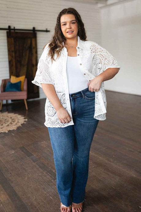 Head in the Clouds Lace Button Down - Liarian Unlimited Boutique