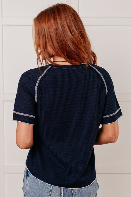 Camiseta de punto gofre Heartbreaker en azul