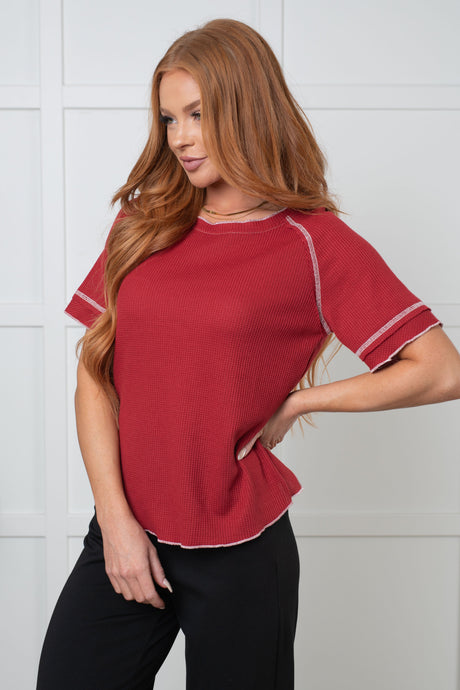 Camiseta de punto gofre Heartbreaker en color arándano