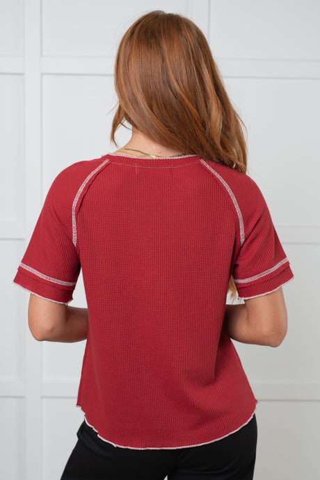 Camiseta de punto gofre Heartbreaker en color arándano
