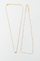 Heart of Gold Pendant Necklace Layered Set in Gold