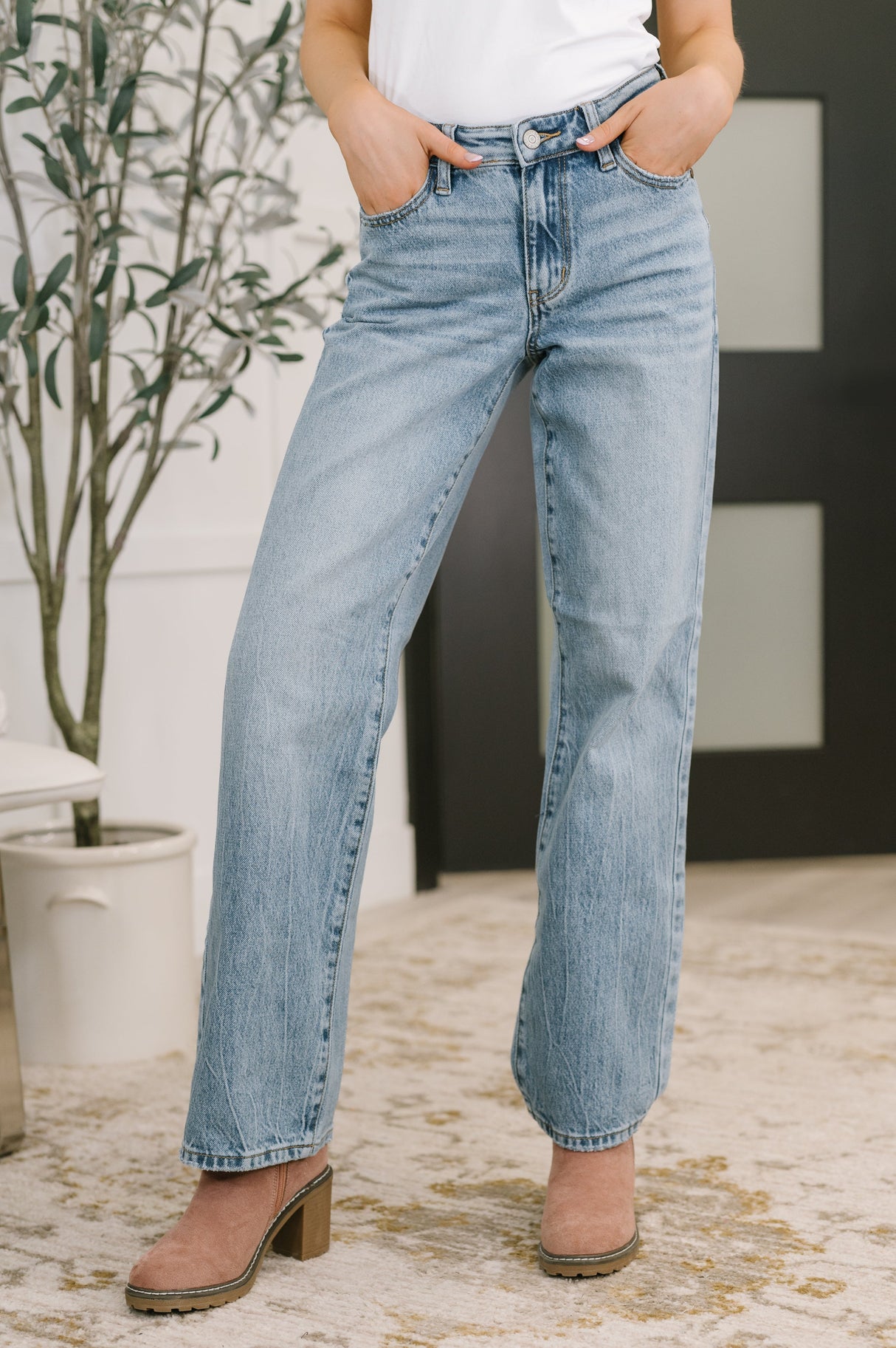 Pantalón rígido de tiro medio Heather Magic Straight