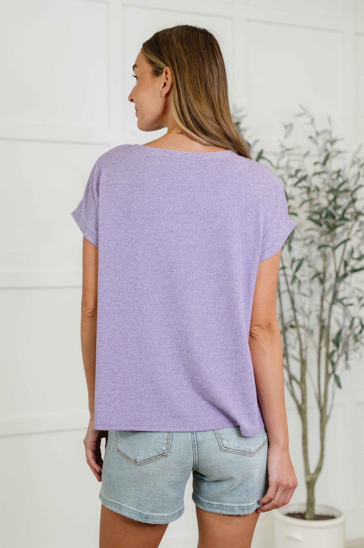 Heathered Harmony Basic Tee in Lavender - Liarian Unlimited Boutique