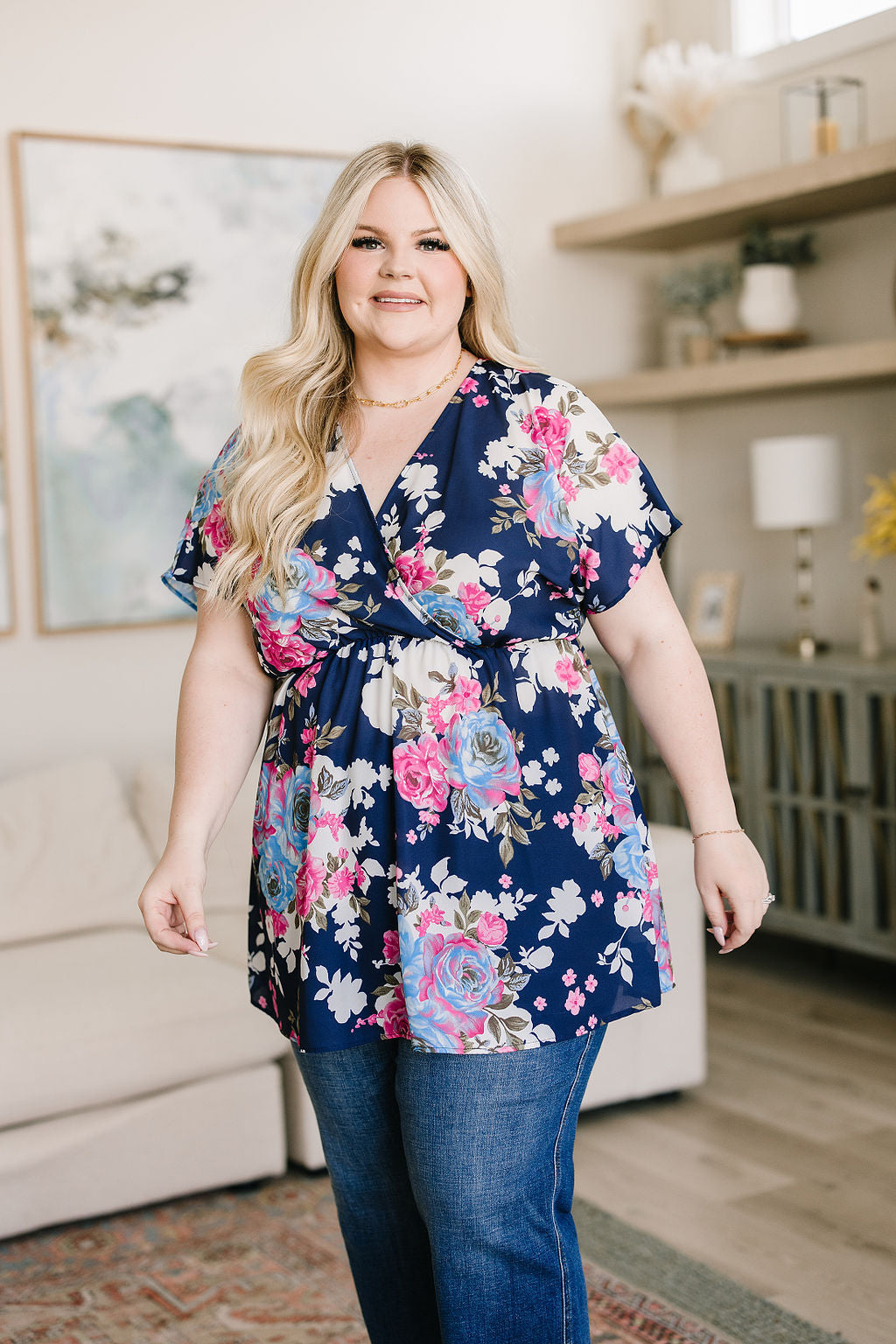 Top floral Hello Hummingbird