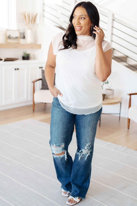 Here And Now Mock Neck Top In Cream - Liarian Unlimited Boutique