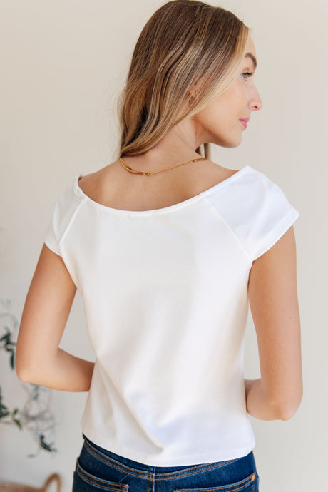 Here I Am For the First Time Top in White - Liarian Unlimited Boutique
