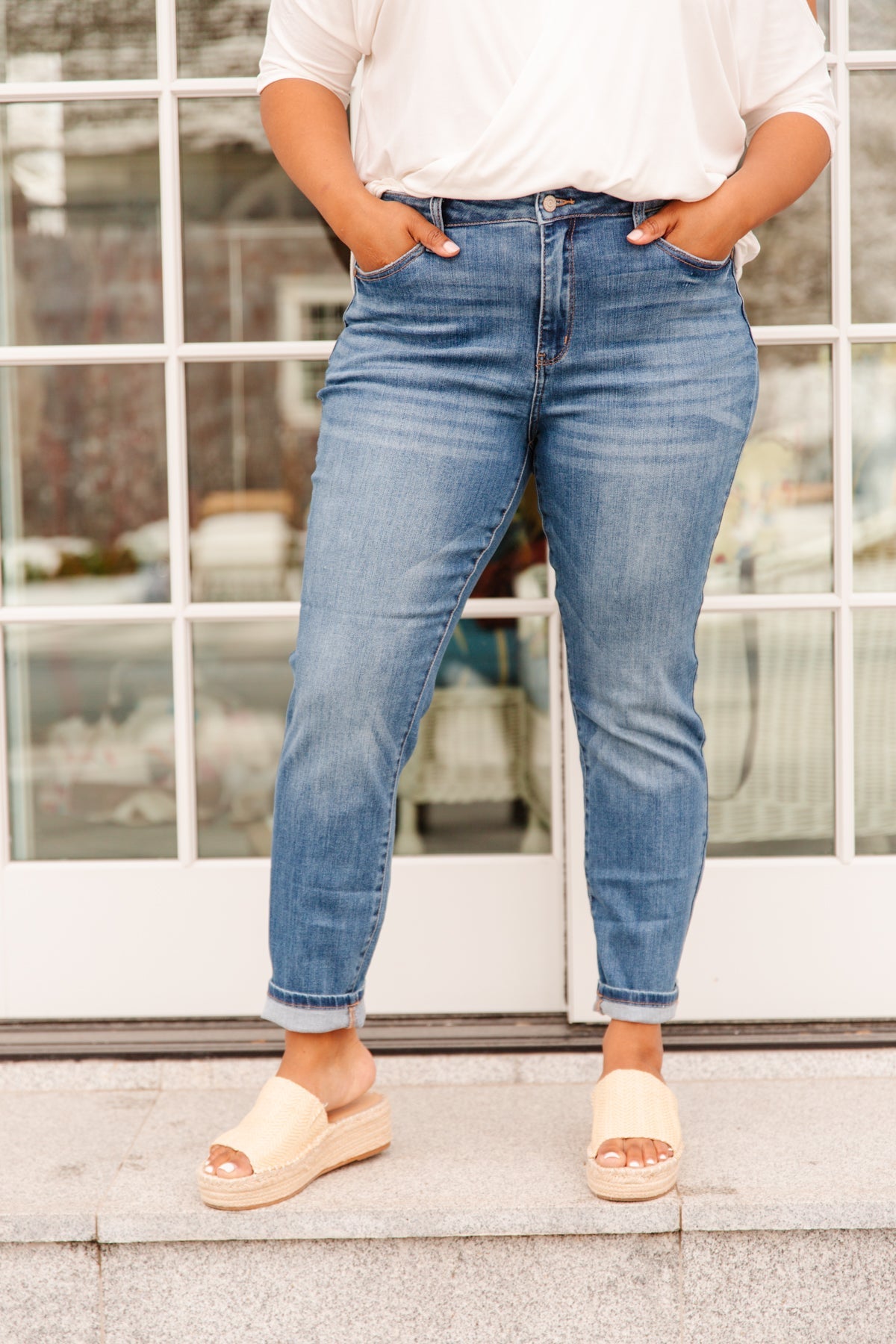Jeans ajustados de cintura alta