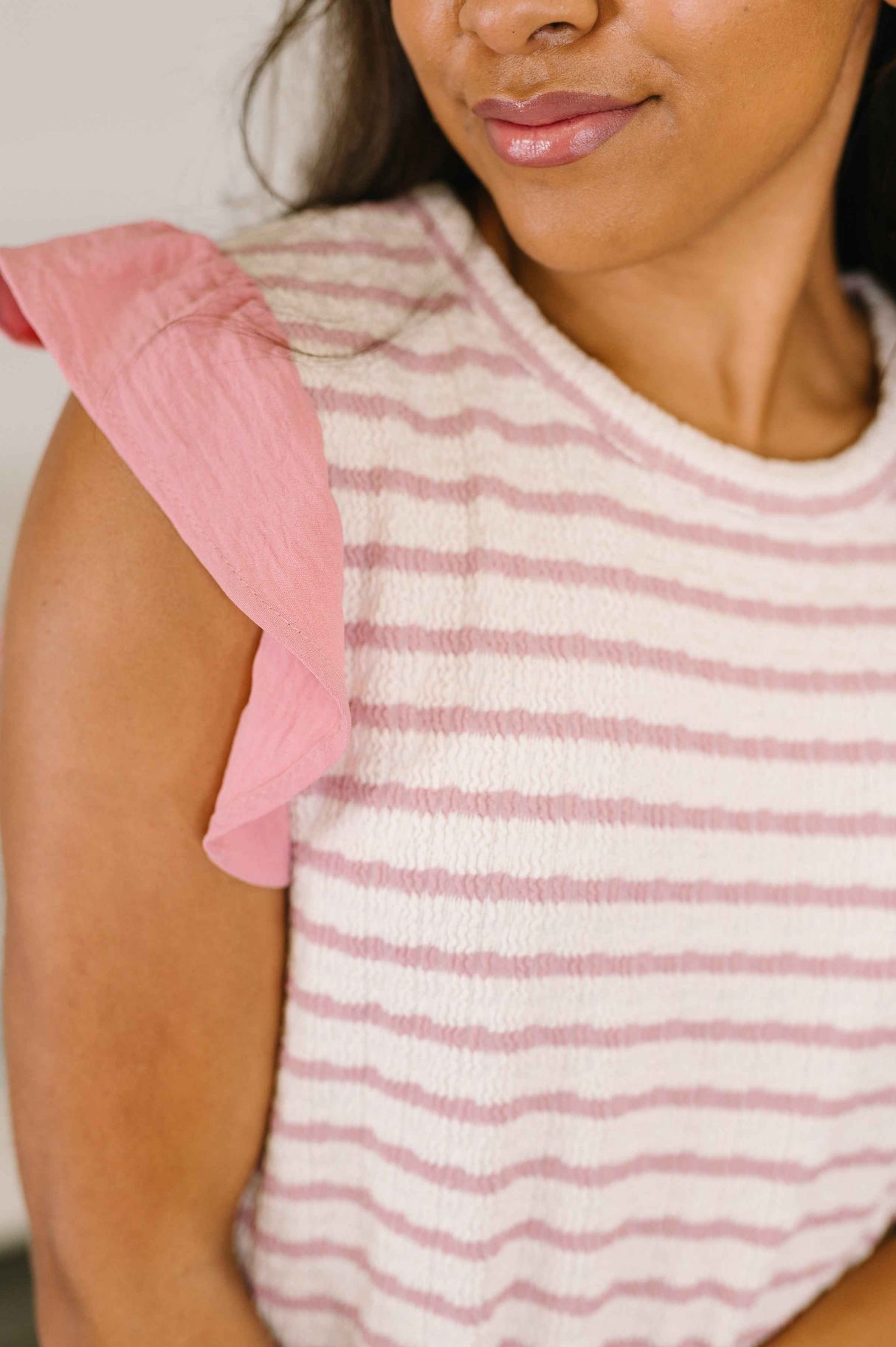 How Do You Do Flutter Sleeve Top in Rose