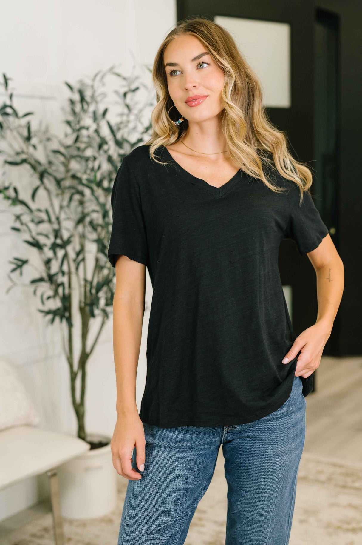 I Don't Have to Choose V-Neck Tee in Black