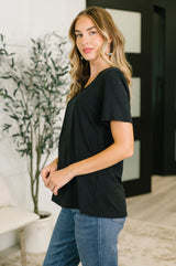 Camiseta de cuello en V I Don't Have to Choose en negro