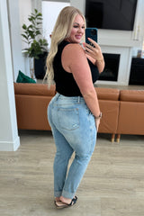 Vaqueros boyfriend desgastados con bolsillos de parche y tiro alto de Aiden