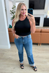 Vaqueros rectos de tiro alto con detalle de costura central de Campbell