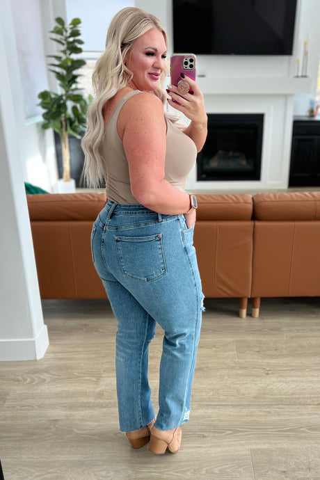 Nora High Rise Rigid Magic Destroy Slim Straight Jeans - Liarian Unlimited Boutique