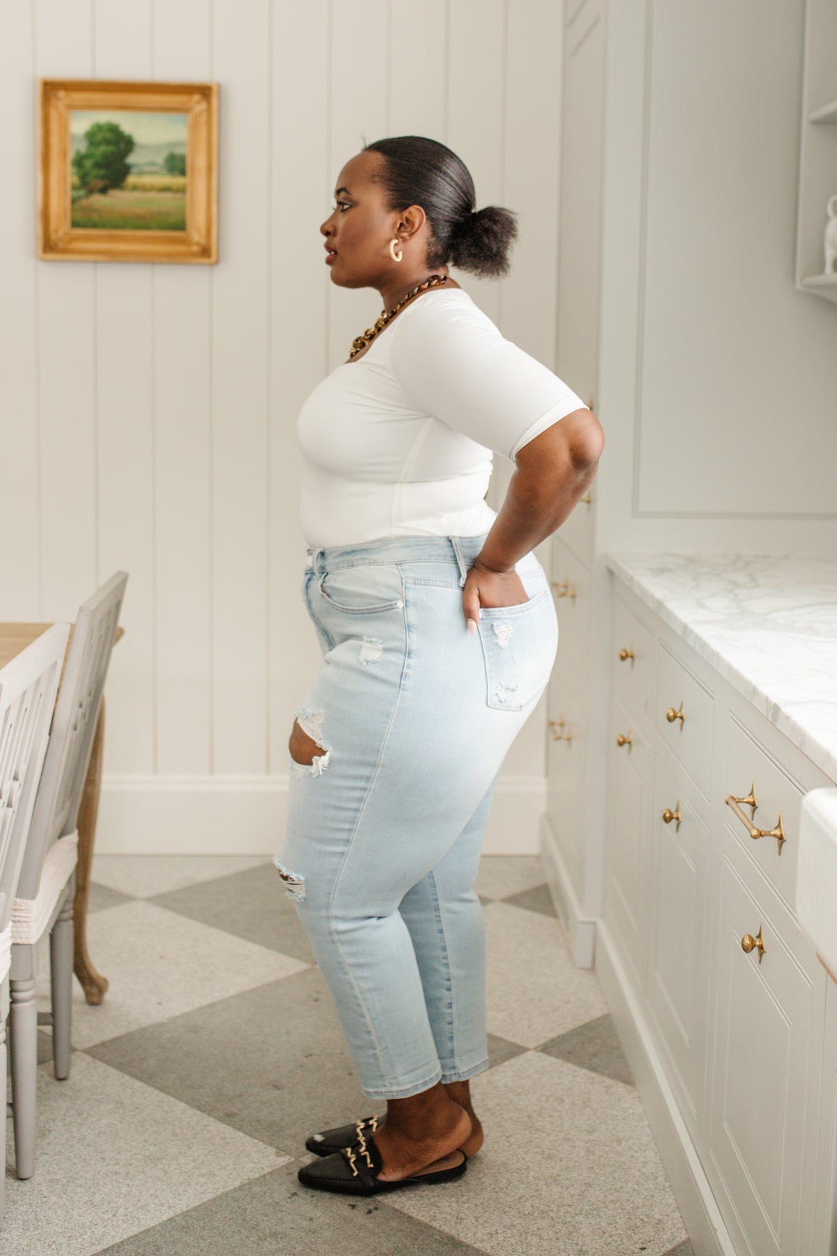 Jeans boyfriend superligeros desgastados