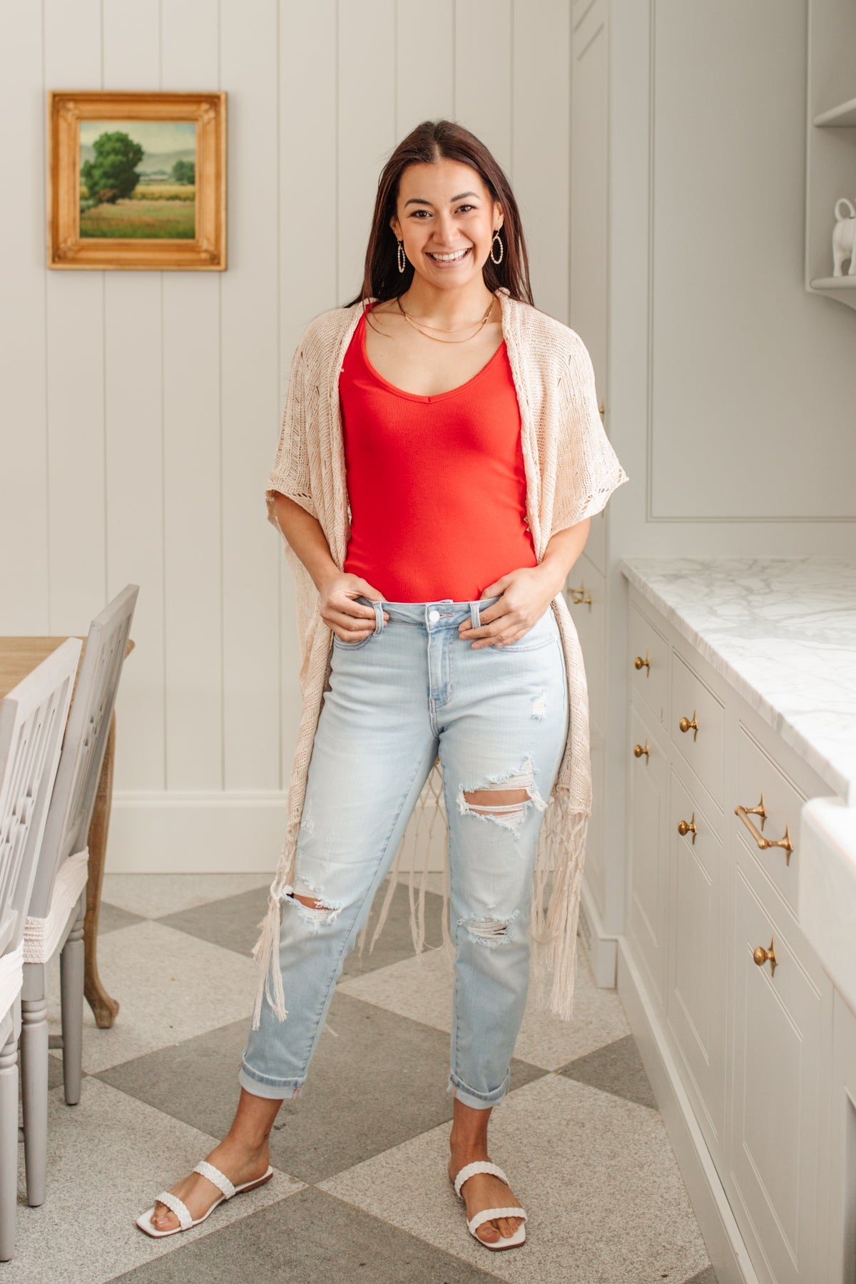 Jeans boyfriend superligeros desgastados