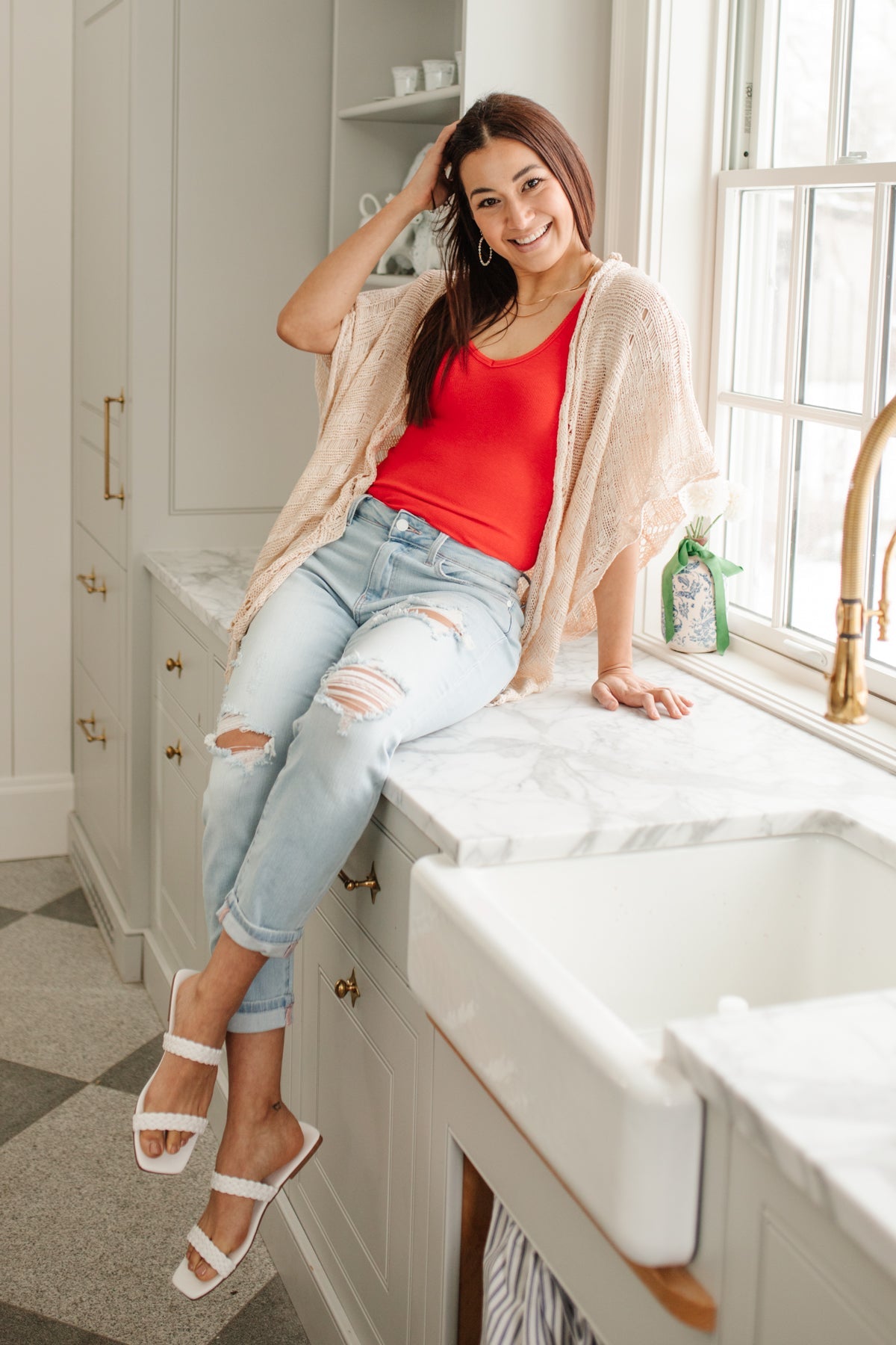 Jeans boyfriend superligeros desgastados