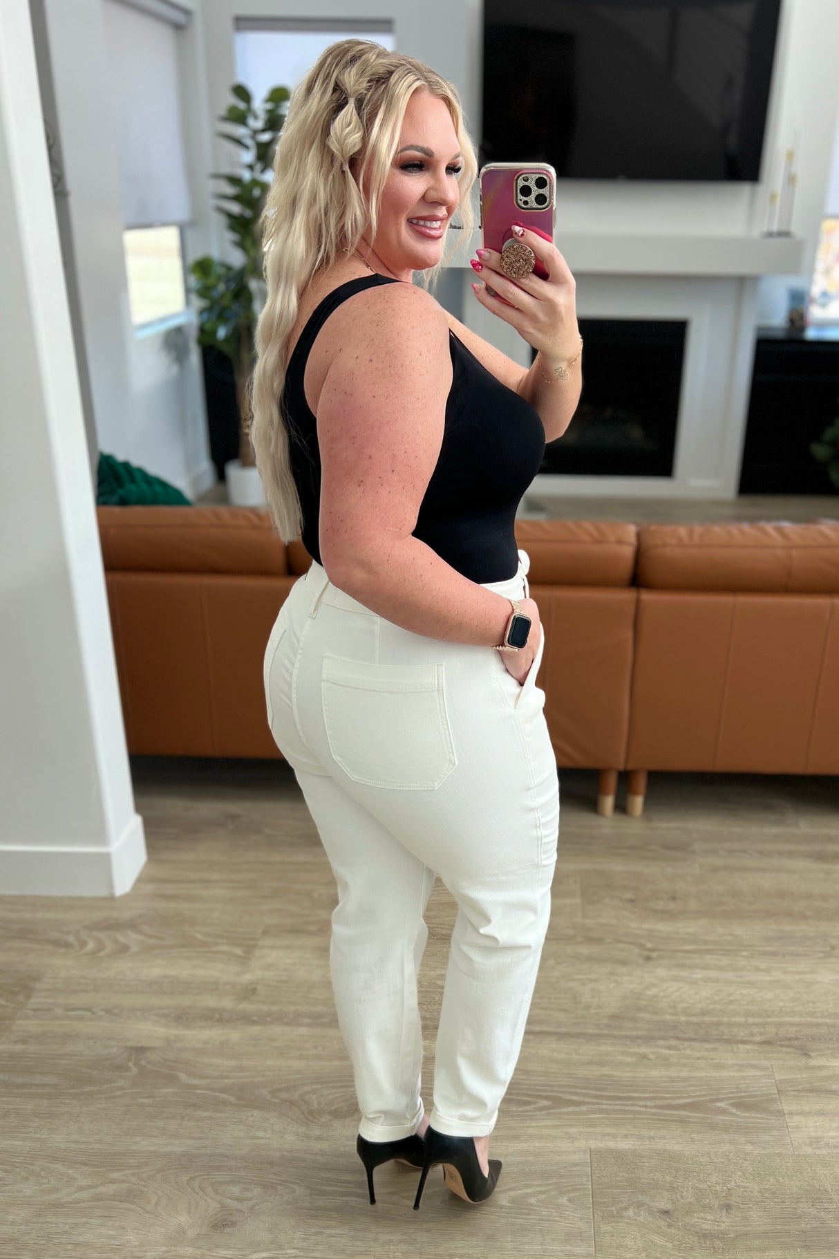 Charlene High Rise Jogger in Ecru - Liarian Unlimited Boutique