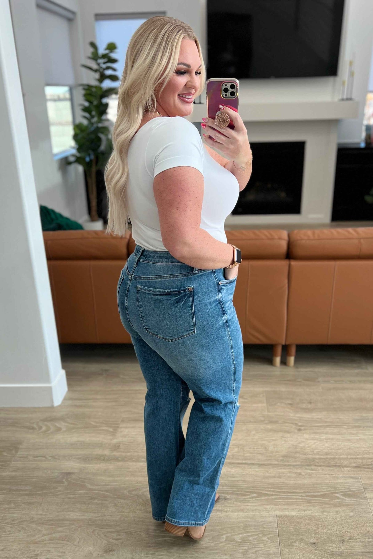 Bree High Rise Control Top Distressed Straight Jeans - Liarian Unlimited Boutique
