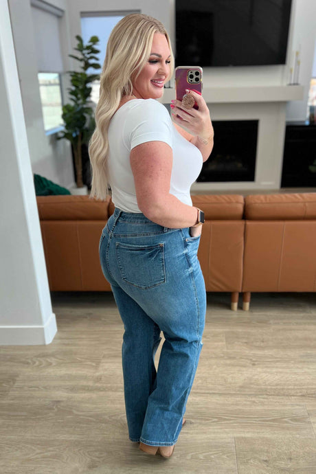Bree High Rise Control Top Distressed Straight Jeans - Liarian Unlimited Boutique