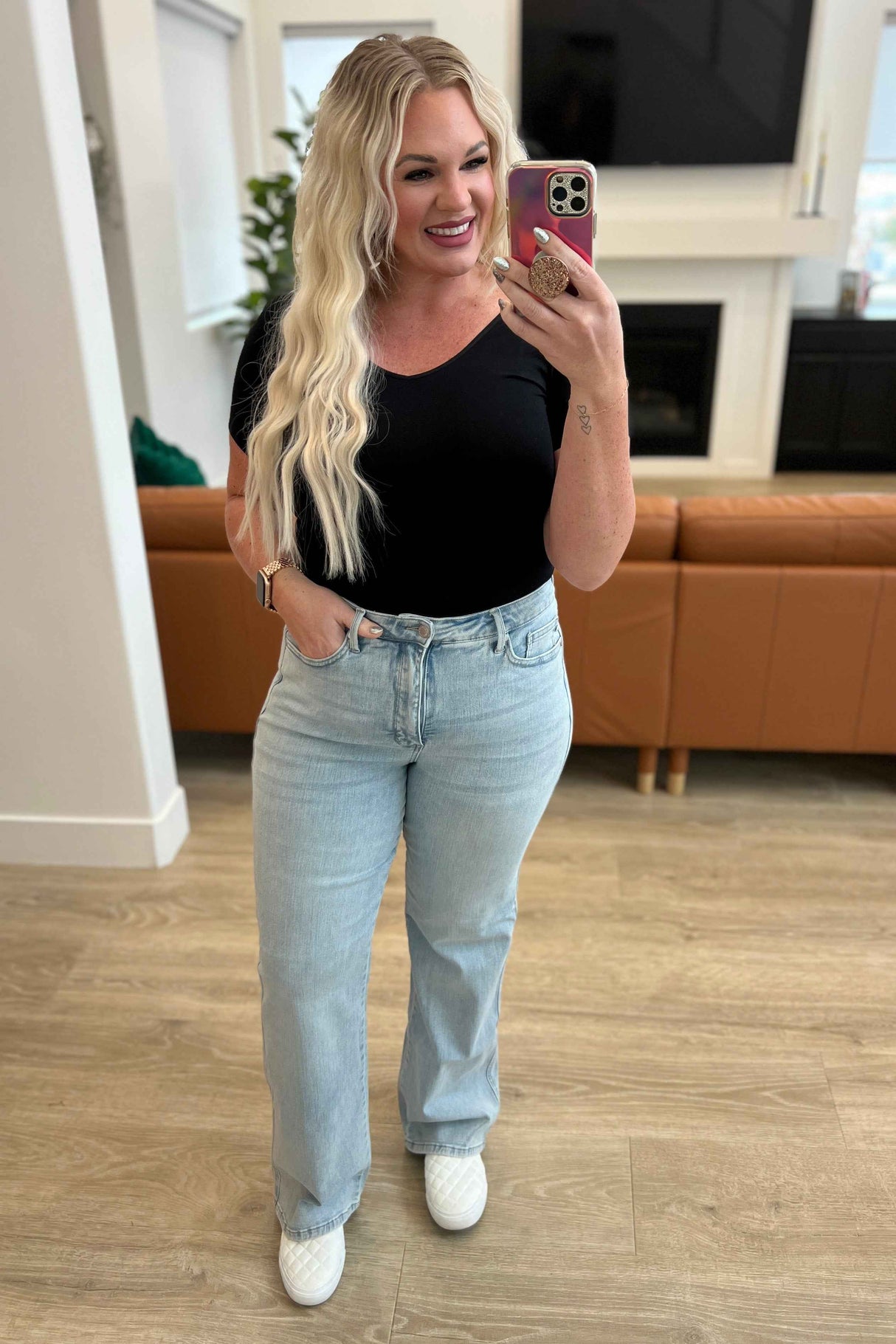 Brooke High Rise Control Top Vintage Wash Straight Jeans - Liarian Unlimited Boutique