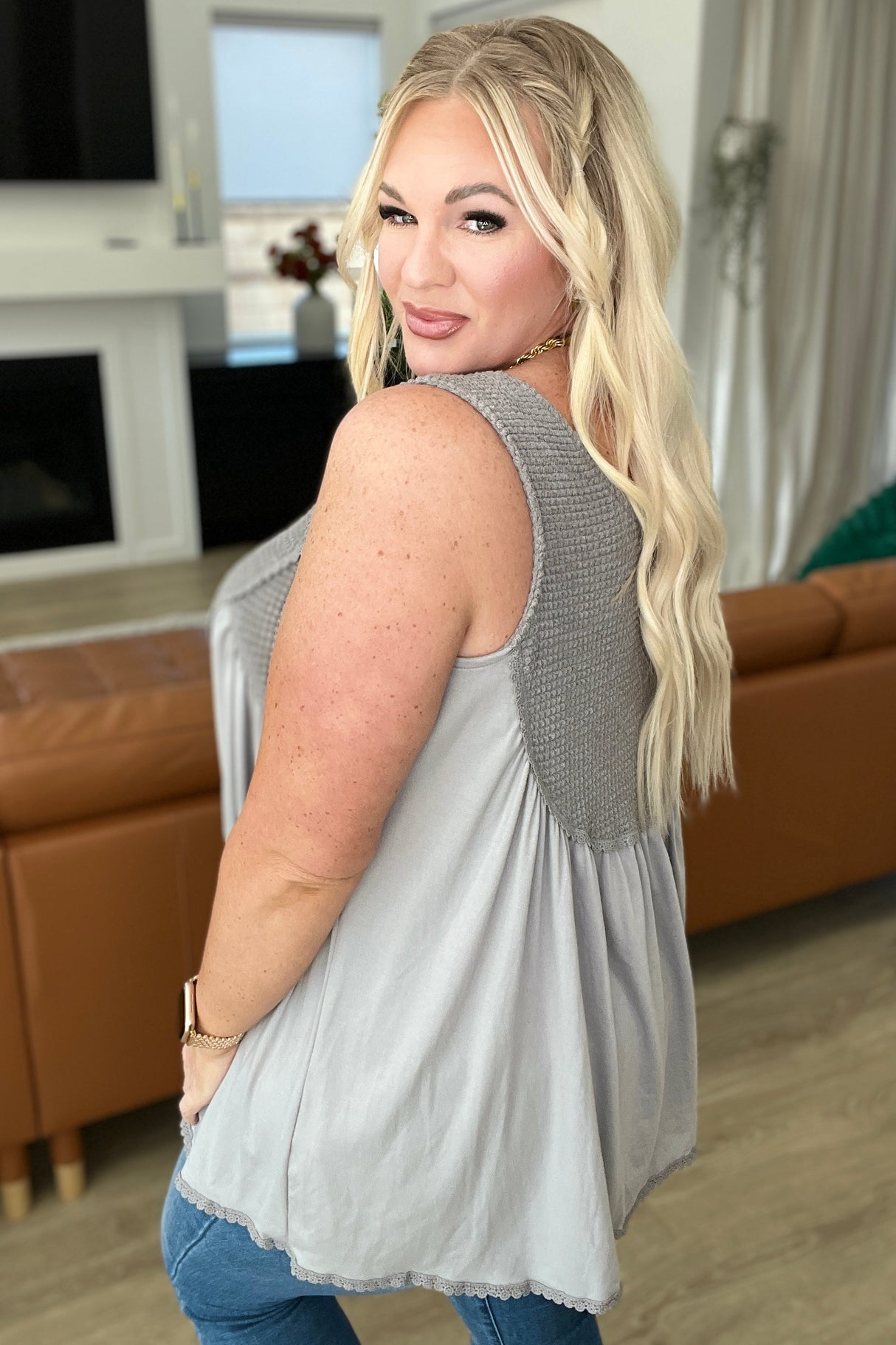 Swing With Me Waffle Knit Swing Tank - Liarian Unlimited Boutique