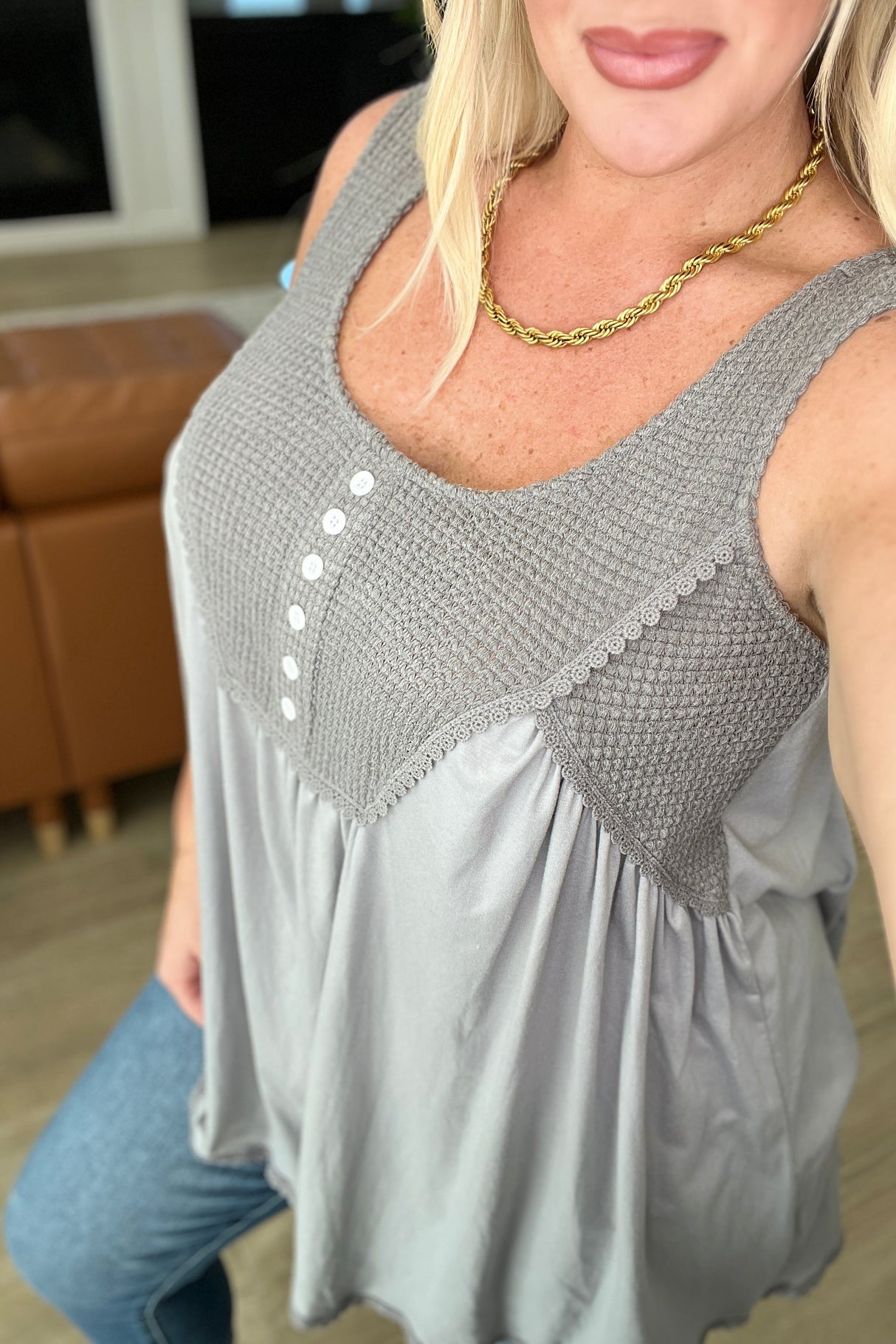 Swing With Me Waffle Knit Swing Tank - Liarian Unlimited Boutique