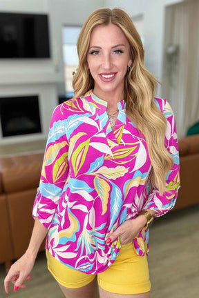 Lizzy Top in Magenta and Lime Palm - Liarian Unlimited Boutique