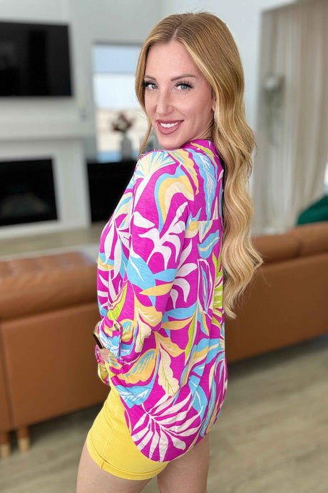 Lizzy Top in Magenta and Lime Palm - Liarian Unlimited Boutique