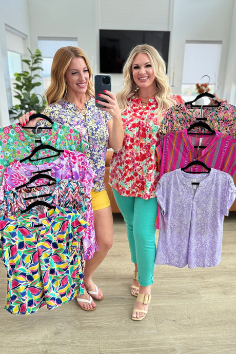 Lizzy Cap Sleeve in Royal and Magenta Mod Floral - Liarian Unlimited Boutique