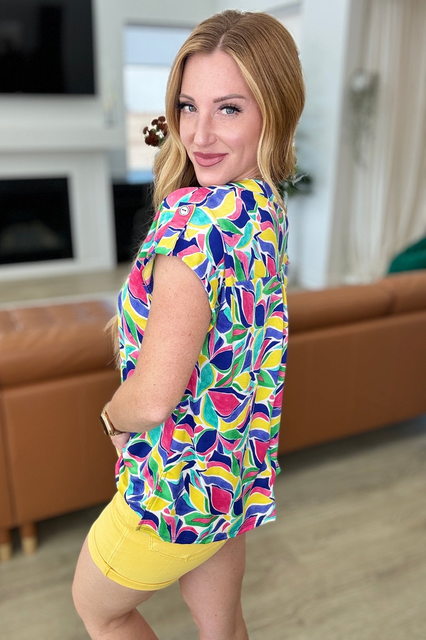 Lizzy Cap Sleeve in Royal and Magenta Mod Floral - Liarian Unlimited Boutique