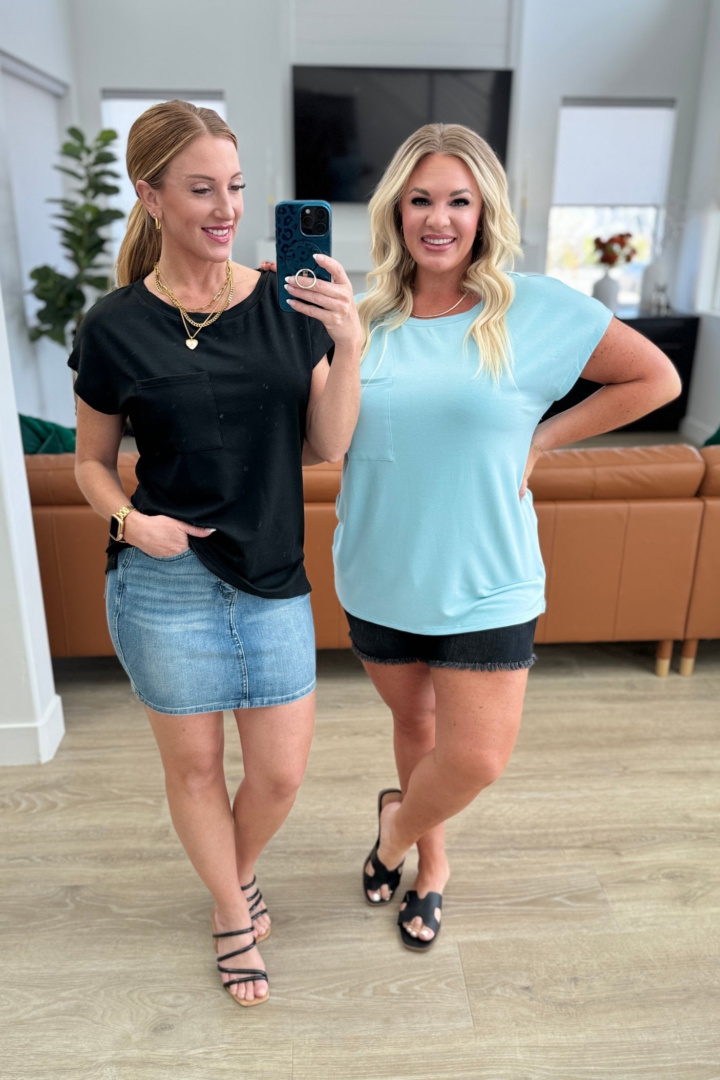 Not So Basic Pocket Tee in Blue - Liarian Unlimited Boutique