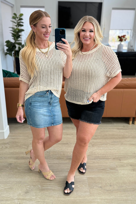 Coastal Dreams Fishnet Top in Cream - Liarian Unlimited Boutique