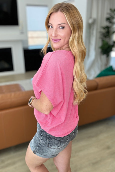 Big Sky Country Waffle Knit Top In Hot Pink - Liarian Unlimited Boutique